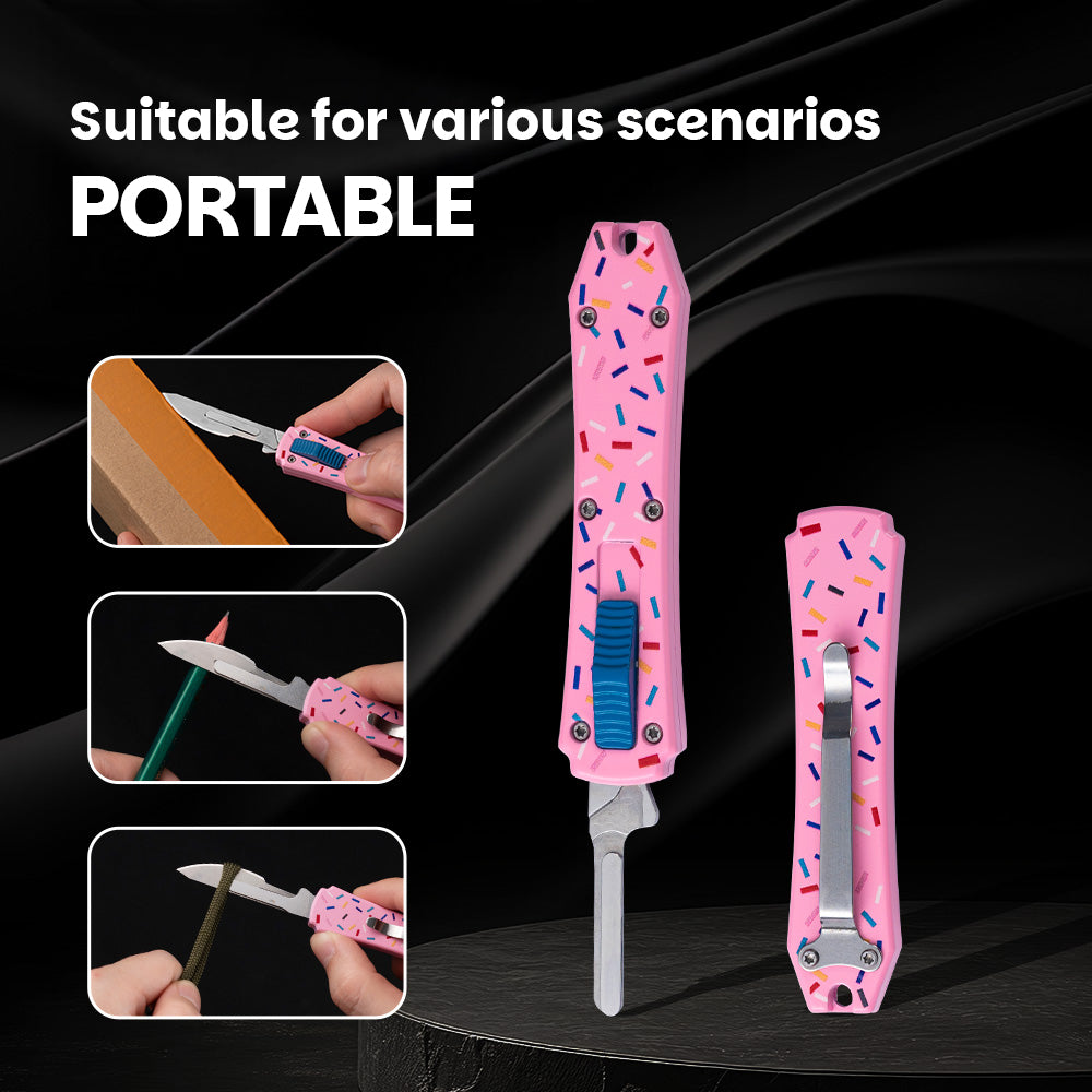 EDC Pocket Knife, Folding Utility Knives with Clip, Retractable Box Cutter, Small Scalpel Knife with 10pcs Razor Sharp Surgical Carbon Steel Replacement Blades #24, EDC Knives for Men Women