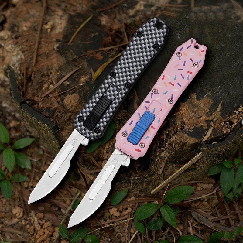 EDC Pocket Knife, Folding Utility Knives with Clip, Retractable Box Cutter, Small Scalpel Knife with 10pcs Razor Sharp Surgical Carbon Steel Replacement Blades #24, EDC Knives for Men Women