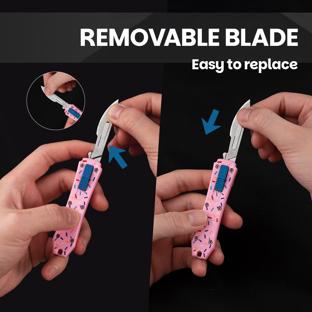 EDC Pocket Knife, Folding Utility Knives with Clip, Retractable Box Cutter, Small Scalpel Knife with 10pcs Razor Sharp Surgical Carbon Steel Replacement Blades #24, EDC Knives for Men Women