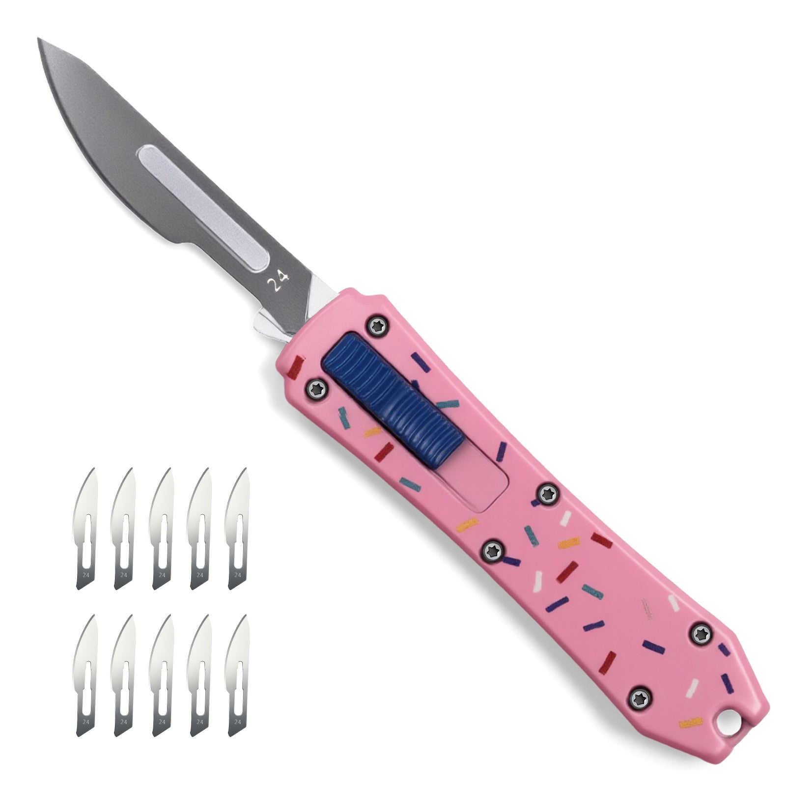 EDC Pocket Knife, Folding Utility Knives with Clip, Retractable Box Cutter, Small Scalpel Knife with 10pcs Razor Sharp Surgical Carbon Steel Replacement Blades #24, EDC Knives for Men Women